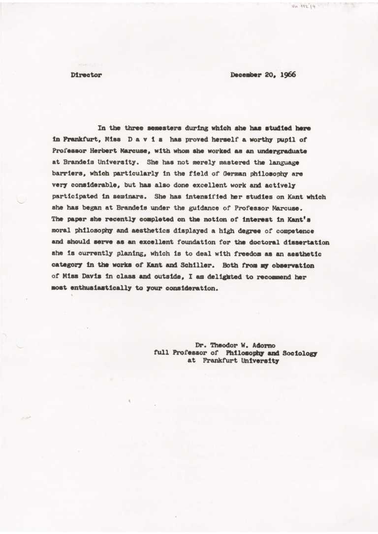 Gutachten Adorno ueber Davis