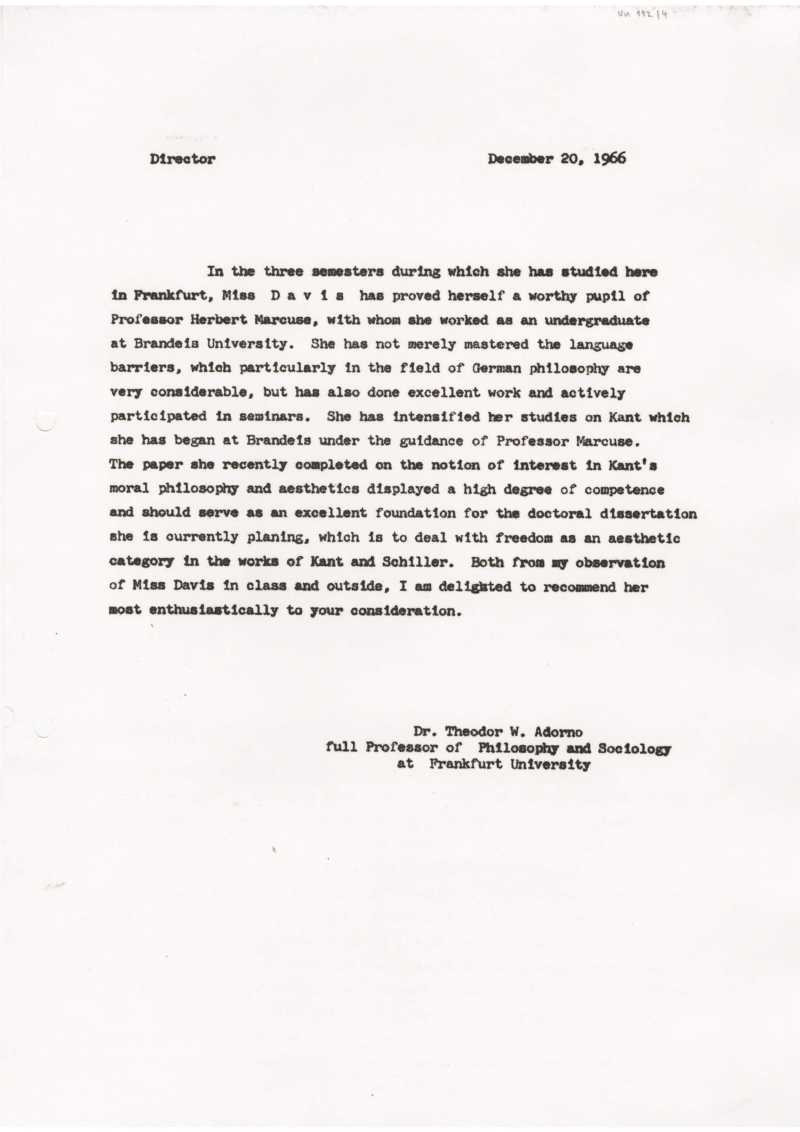 Gutachten Adorno ueber Davis